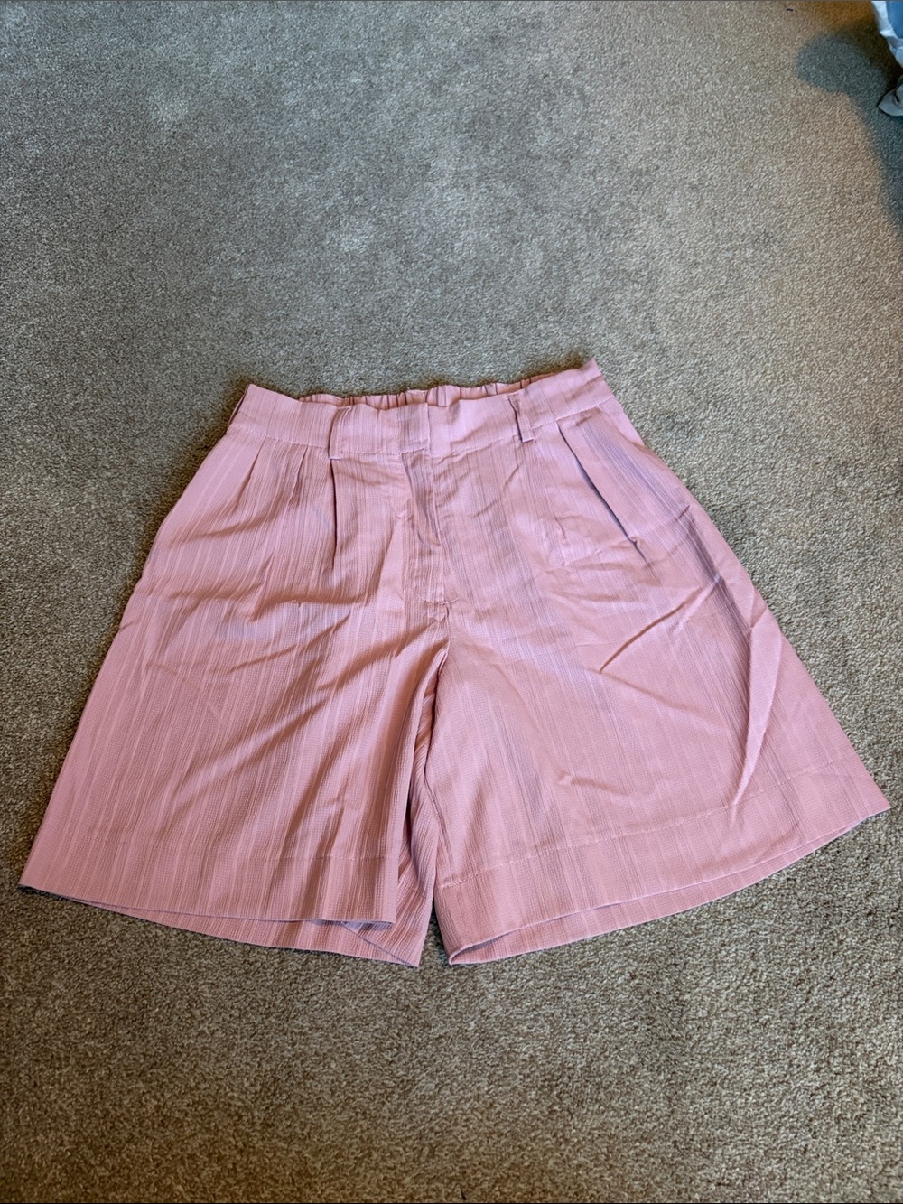 HALARA High Waisted Pocket Wide Leg Casual Linen-Feel Bermuda Shorts size medium